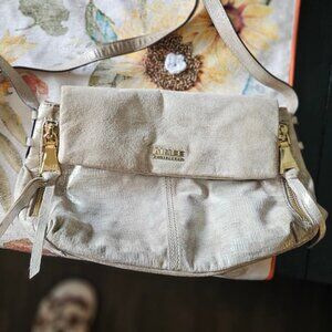 Silver cloth  handbag Aimee Kestenberg  gold accents